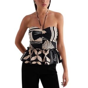Express Printed Halter Neck Ruched
Peplum Top